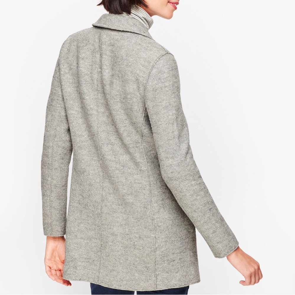 TALBOTS Broiled Boucle Gray Wool Blend Jacket Coat 18 Plus Petite Pocket Unlind